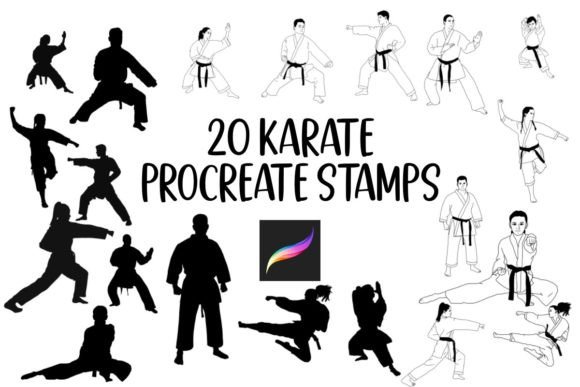 20 Karate Procreate Stamp Set: Dynamic Digital Assets