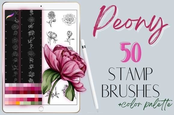 Elevate Your Art with Procreate Peony Flowers Stamp Brushes