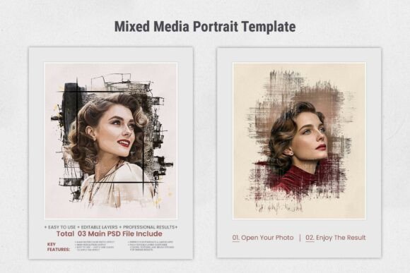 Mixed Media Portrait Template: Your Shortcut to Gallery-Worthy Art
