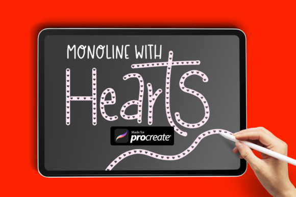 Monoline with Hearts Procreate Brush: Design Sweet & Simple