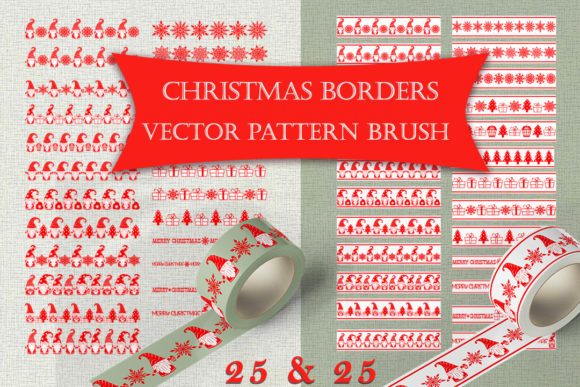 Patterned Christmas Borders: Vector Brus for Holiday Design