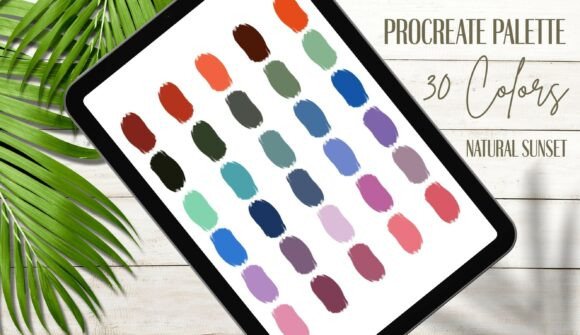 Procreate Palette Natural Sunset: 30 Organic Coastal Colors