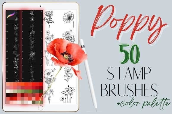 Procreate Poppy Flowers Stamp Brushes: Your Digital Design Toolkit